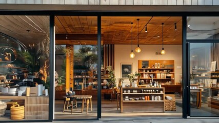 A beautiful modern storefront that embodies the dream of a business, drawing clients in with its distinctive goods and welcoming ambiance.