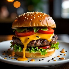 hamburger with dropping cheese