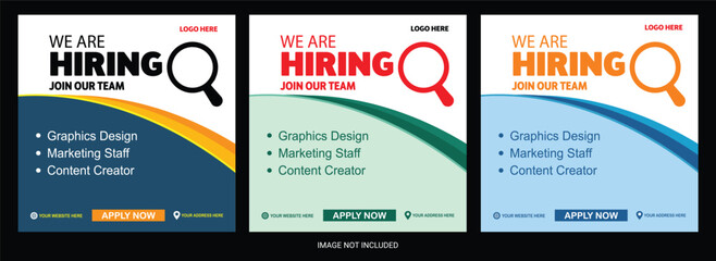 hiring job vacancy social media post or square web banner template vector design template