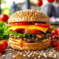 hamburger on the table
