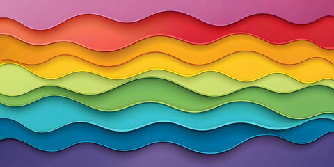Simple paper cut style technique with a multicolored waves textured background, paper cut, technique, multicolored, waves