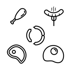 set of icons of food in black and white