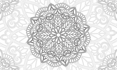Zentangle adult coloring book relax page with oriental mandala in the flower.eps