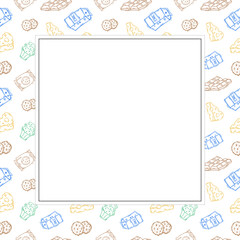 hand drawn food frame. doodle frame background