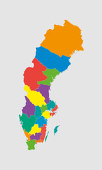 Vector map country Sweden divided on regions
