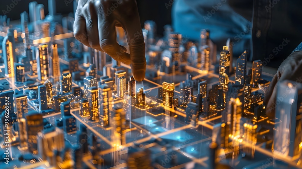 Poster cityplanner using holographic interface to design and simulate urban development
