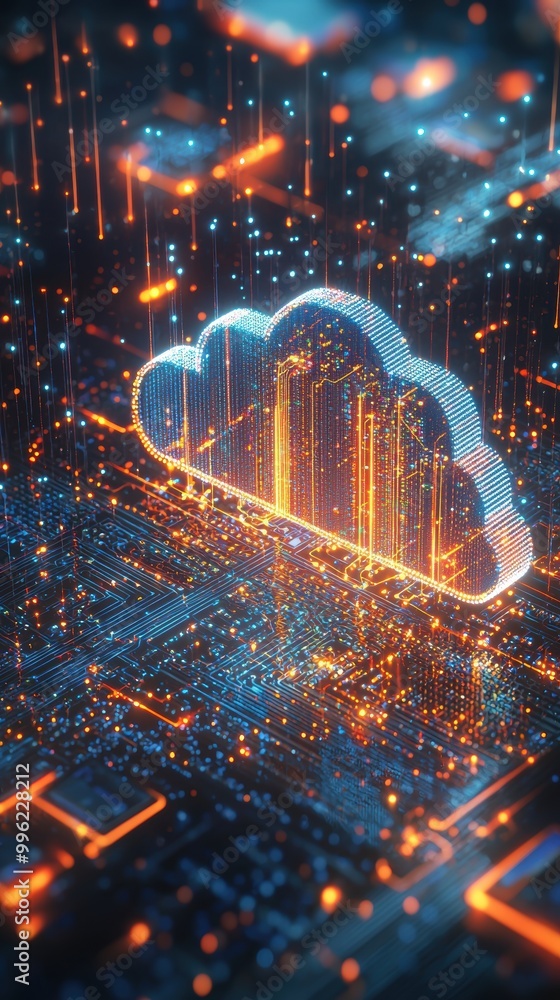 Poster digital cloud server rendering with data connections