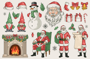 Merry Christmas set logotypes colorful
