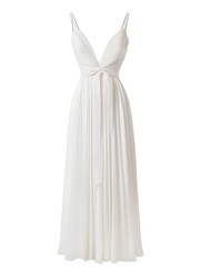 Elegant White Chiffon Dress with a V-Neck and Tie Waist.