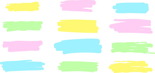 Highlight marker lines, colorful underlining brush strokes, isolated