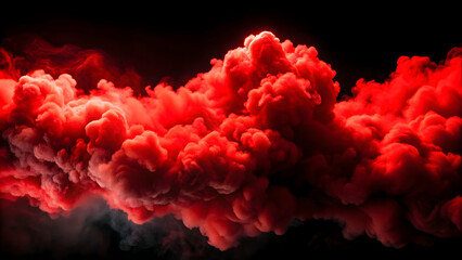 Obraz premium Red smoke cloud on black background with cinematic lighting, high resolution , smoke, red
