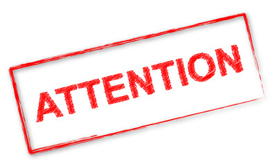 Timbre rouge avec le mot "Attention"