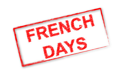 Timbre rouge avec le mot "French Days"