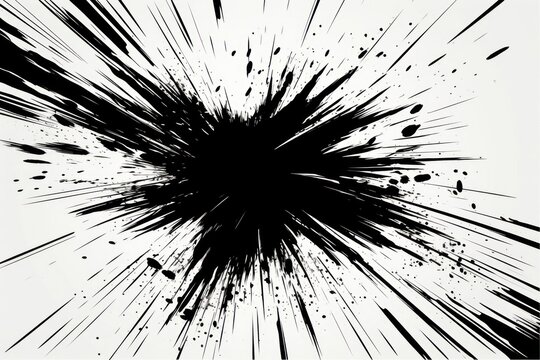 Ink stroke silhouette fireworks art.