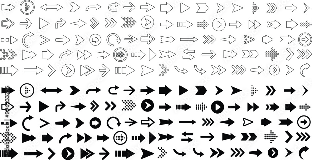 Poster modern simple arrows. arrows big black set icons. arrow line and flat icon. arrow vector collection.
