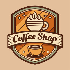 Vintage Coffee Shop Logo Design: A charming and rustic logo design featuring a stylized coffee cup with leaves, perfect for a cozy coffee shop or cafe.  The logo evokes a sense of warmth, comfort.
