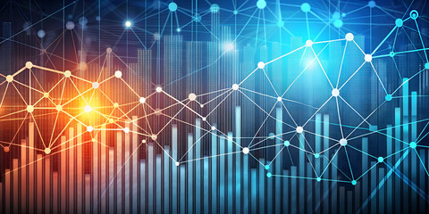 Obraz premium Modern business network charts on artistic lines pattern background, business, network, charts, modern, artistic