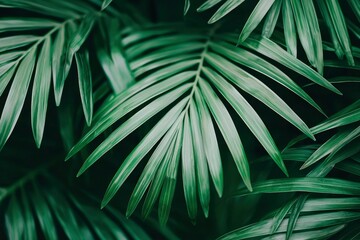 Fototapeta premium Lush Green Palm Fronds with Detailed Veining