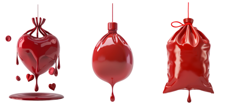 Floating blood bag mockup on isolated transparent background - Powered by Adobe