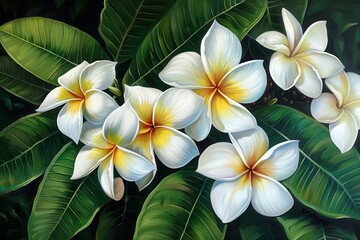 Obraz premium Aromatic white plumeria in garden