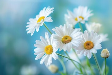 Blooming daisies on a natural background Various names for oxeye daisy Idea of gardening
