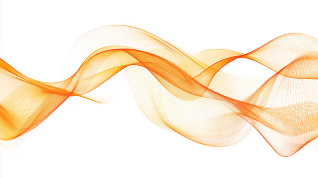 abstract orange background, wavy abstract orange lines in wave shape, data flow concept, white background and orange wave flow