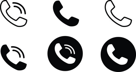 Obraz premium Phone Dial Symbols. Call Icons set. Phone icon in trendy flat and line style. Telephone vector