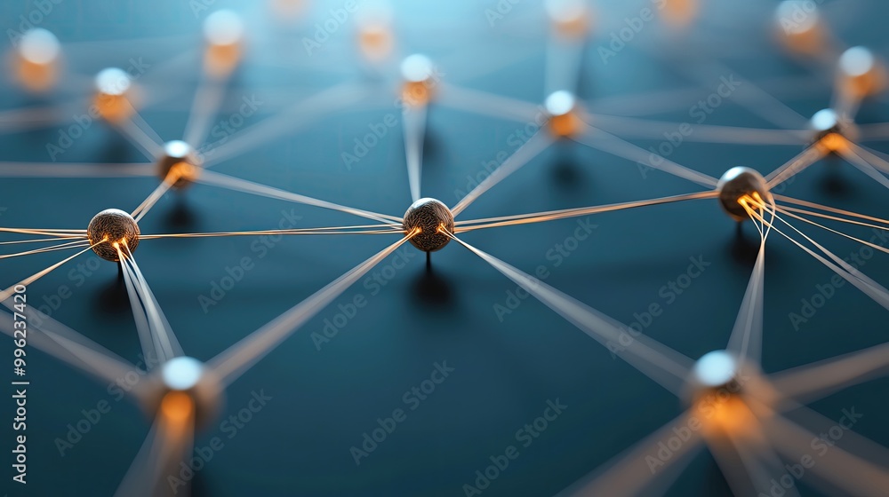 Poster abstract connection structure showcasing nodes and lines, ideal for technology, networking, or data 