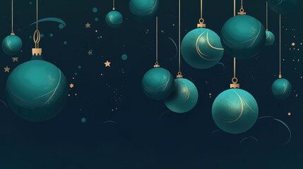 Illustration of christmas balls on a dark cyan background