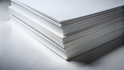 Blank white paper stack creating abstract background with edges and shadows, paper, blank, stack, white