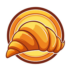 Golden Croissant Logo: A fresh and delicious logo design, featuring a golden croissant in a circle with an ombre effect. Perfect for bakeries, cafes, and pastry shops.  