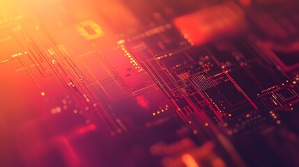 Depth created through layered tech elements on a muted gradient background