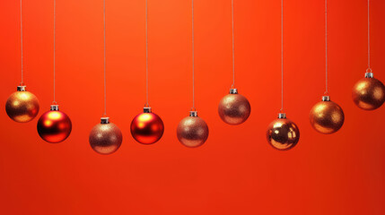 Obraz premium Illustration of christmas balls on a light red background