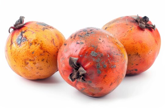 Isolated ripe sapote fruits on white background