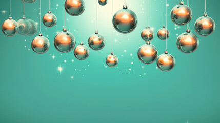 Illustration of christmas balls on a light cyan background