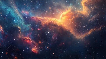 A cosmic nebula with swirling gas and dust, illuminated by distant stars