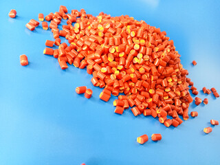 Red masterbatch granule, red polypropylene polymer granules, cold cutting type granule texture,...