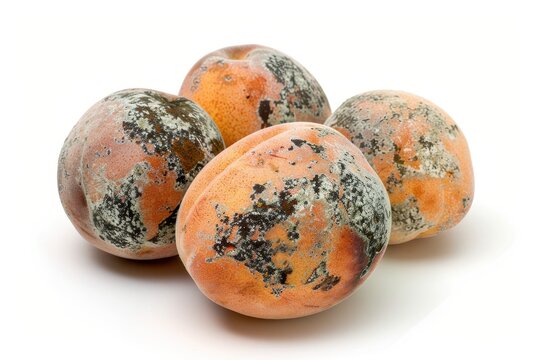 Moldy egg peach scientifically known as Pouteria campechiana on white background