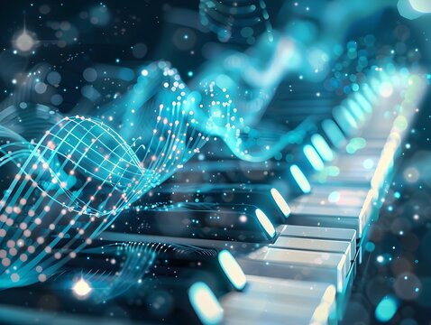 Futuristic Chorus of Genetically Enhanced Voices Performing Ethereal Symphony