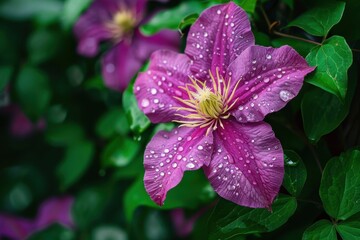 One blossom of Clematis Samaritan Jo