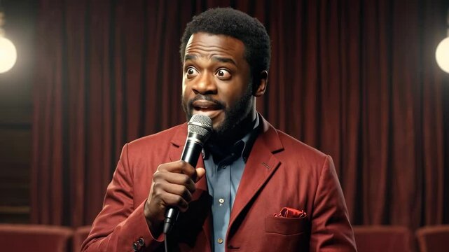 man talking in microphone. Stand up comedy