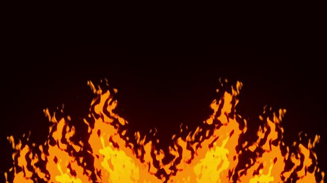 Cartoon fire with alpha channel. 4K Loop Animation on a Transparent Background.