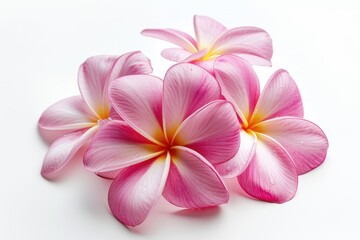 Plumeria Leelawadee Lanthom on white background 6 petals mean good luck