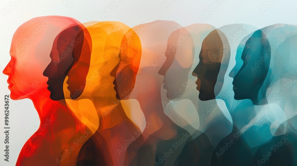 Poster dynamic overlapping figures in motion