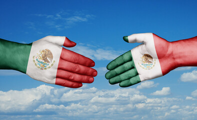 Mexico country handshaking with flags, consensus concept international co-operation illustration