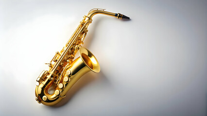 Golden saxophone on white background, music, instrument, sax, jazz, shiny, brass, classical, elegant, musical, performance