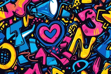 Obraz premium Abstract Graphic Pattern with Vibrant Colors and Geometric Shapes