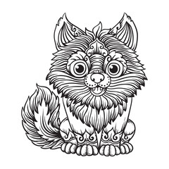 little wolf ornament illustration with lines and colors vector illustration