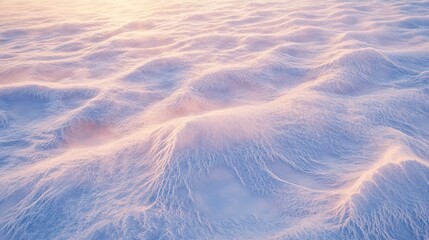 Intricate snowdrift patterns weaving across a frozen field, illuminated by the soft glow of dawn.