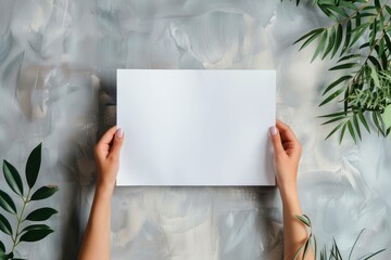 Woman holding empty white sign for text and design